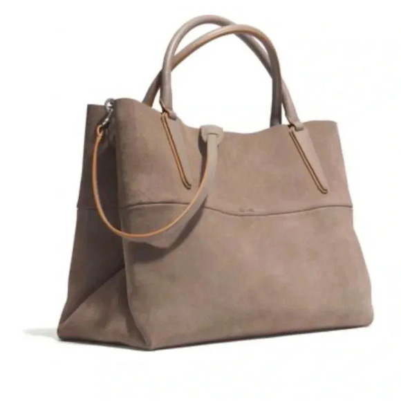 Coach Taupe Suede Tote Bag (Ticket of purchase included) - Picture 1 of 7
